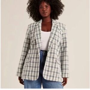 Abercrombie & Fitch Black and White Checkered Blazer
